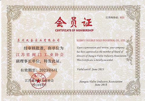 Valve Association Certificate